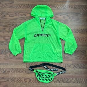 Off-White neon green windbreaker jacket & fanny pack